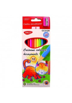 Creion color set 12 culori hexagonal