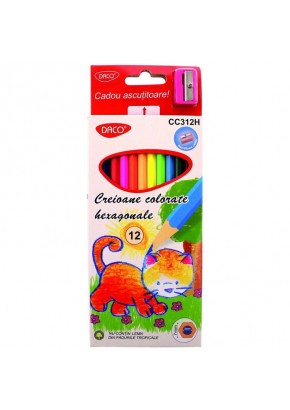 Creion color set 12 culori hexagonal