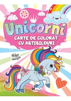 Unicorni - carte de colorat cu abtibilduri
