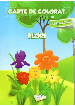 Carte de colorat cu abtibilduri - Flori