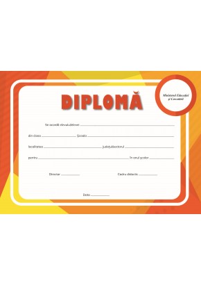 Diploma nivel primar/gimnazial/liceal rama cerc portocaliu